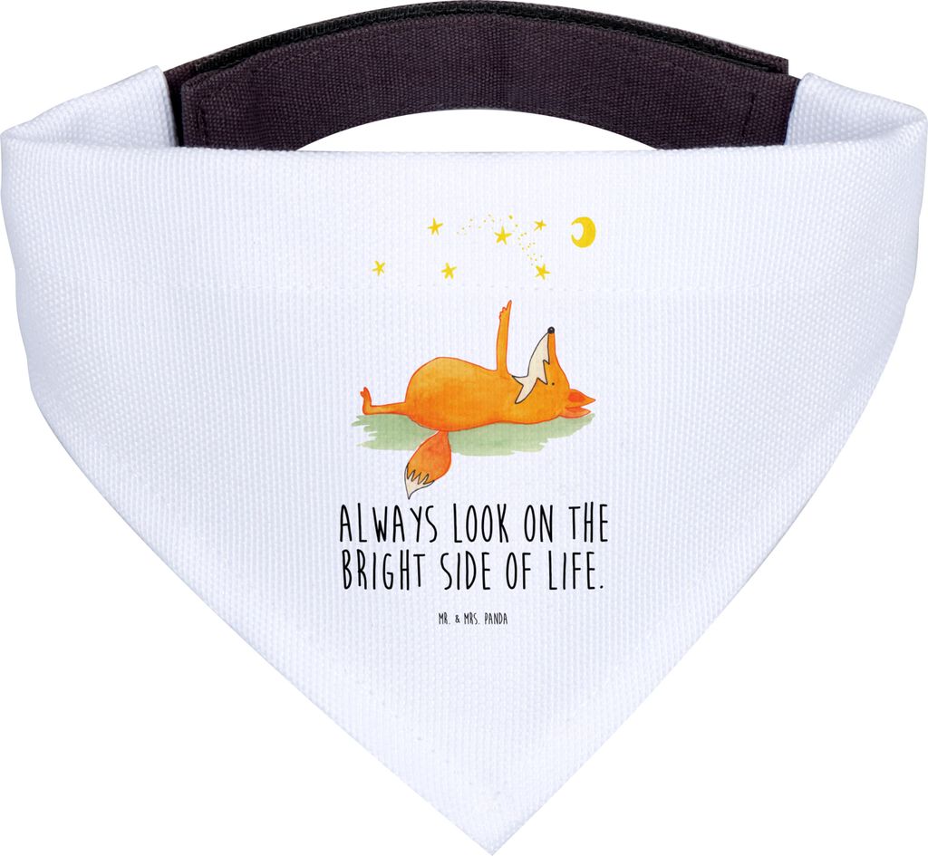 Mr. & Mrs. Panda Bandana Fuchs Sterne - Weiß - Geschenk, Hunde Halstuch, Always Look On The Bright Side Of Life, Mond, Dreieckstuch, Hund, Romanti...