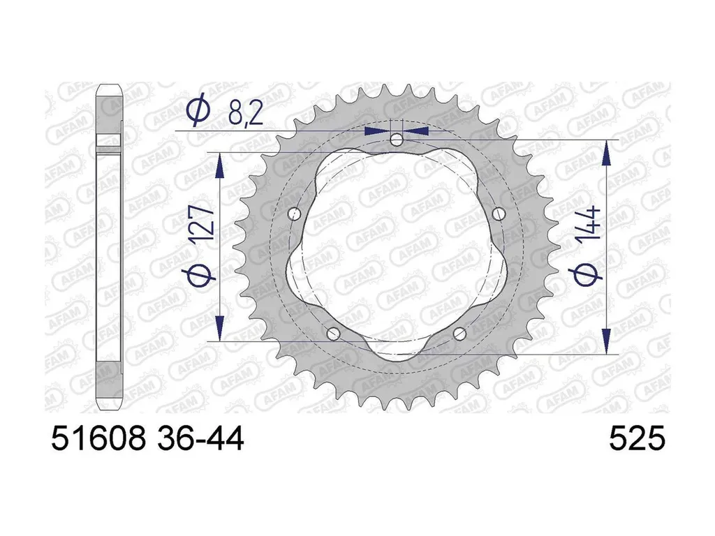 Couronne Alu Afam 525 39Z Hard Anodized Haute Résistance Anthracite