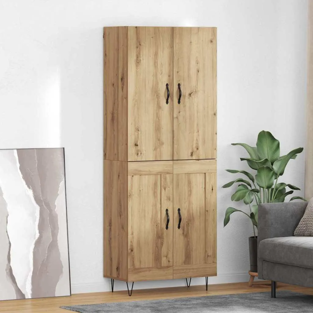 vidaXL Credenza 2 pezzi Artigianale-Eiche Engineered Wood und Glas