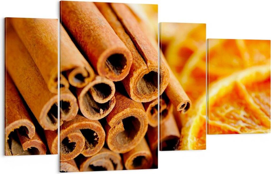 Bild auf Leinwand - Leinwandbild - Zimt Orange Haufen - 120x70cm - Wand Bild - Wanddeko - Leinwanddruck - Bilder - Kunstdruck - Wanddekoration - Le...