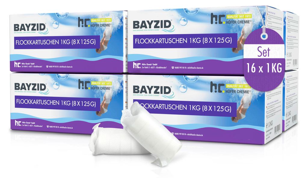 16x 1 kg BAYZID® Flockkartusche für Pools Produktbild 