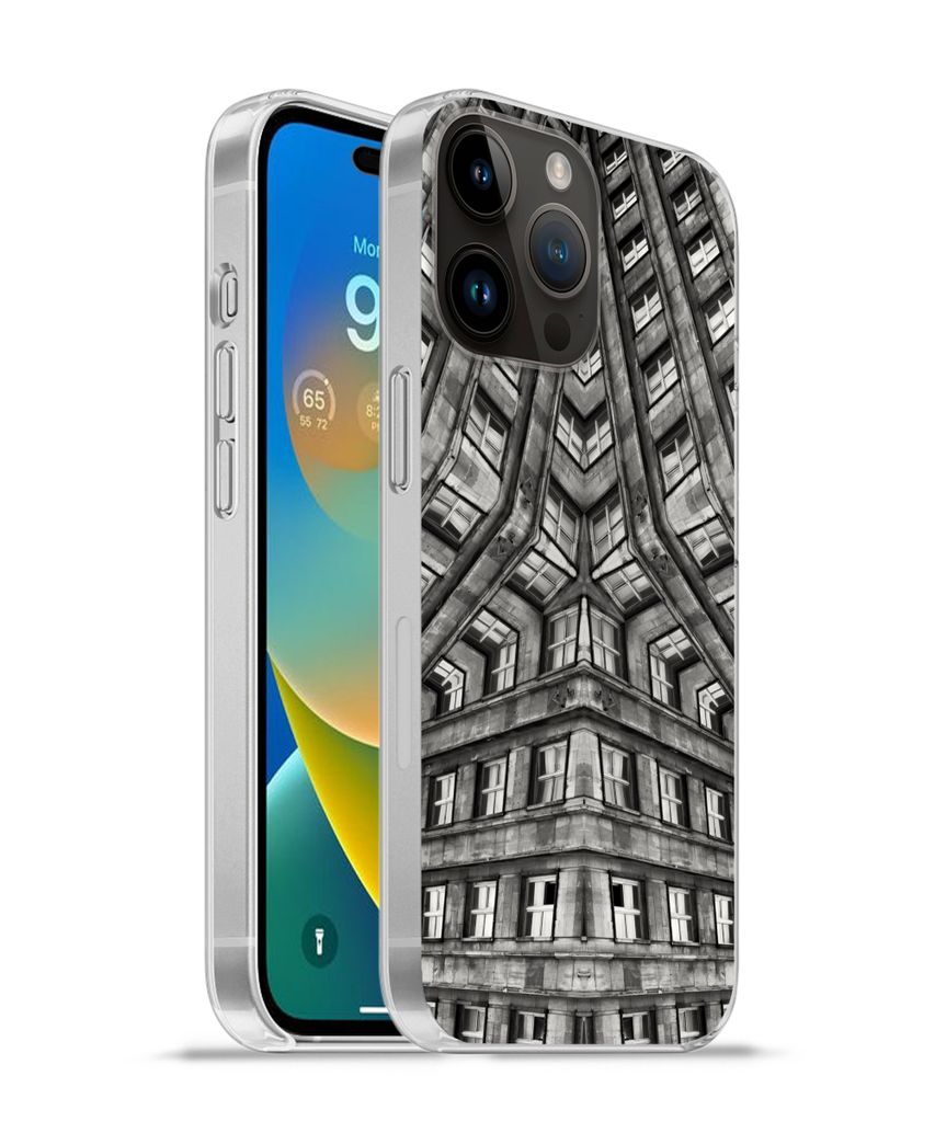 MuchoWow Handyhülle Schutzhülle Hülle für Apple iPhone 14 Pro Max Kunst - Schwarz - Weiß - Psychedelisch Silikon Softcase Handy Hülle - Har...
