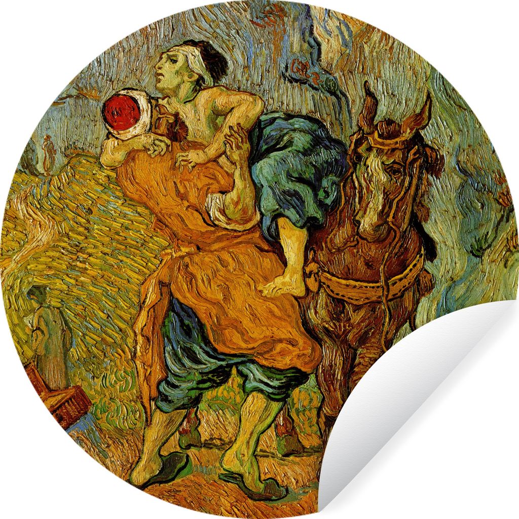 MuchoWow Runde Wandtattoo - Wandsticker Tapete Aufkleber Der barmherzige Samariter - Gemälde von Vincent van Gogh Ø 30 cm Selbstklebend und Rep...
