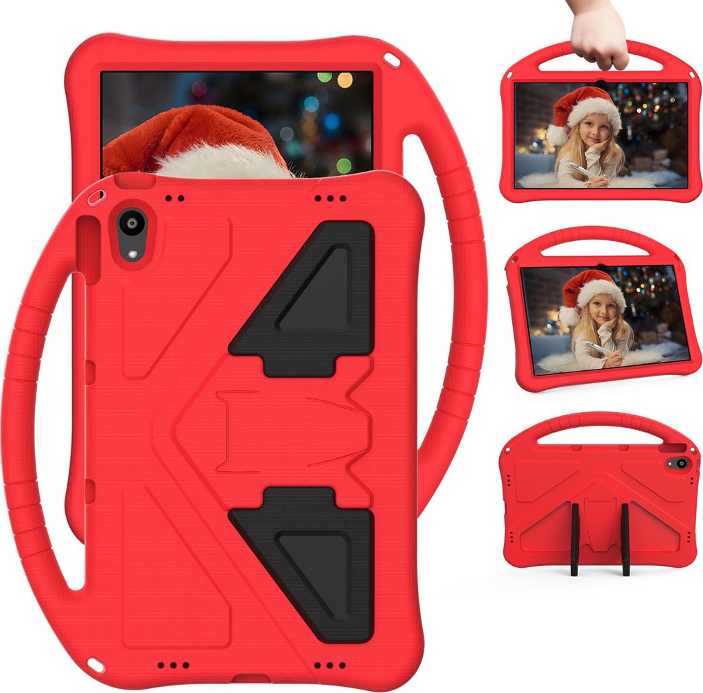 Kinder Hülle für Lenovo Tab P11 TB-J606F/ Tab P11 Plus TB-J616F/J607F, Eva Leichte Stoßfeste Faltbarem Ständer, Kids Griff Schutzhülle Rot