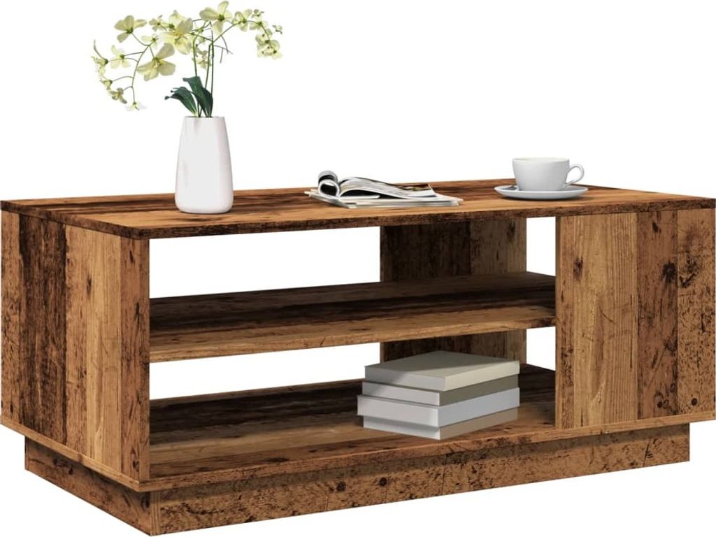 "Rabatt" Couchtisch modern - Wohnzimmertisch - Einfache Montage - Altholz-Optik 102x55x43 cm Holzwerkstoff - Kaffeetisch CC24293