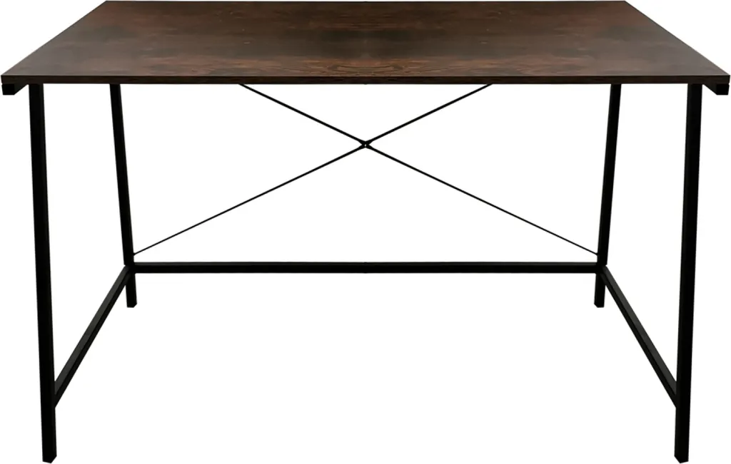 Bureau ordinateur Tough style industriel en métal noir et bois marron