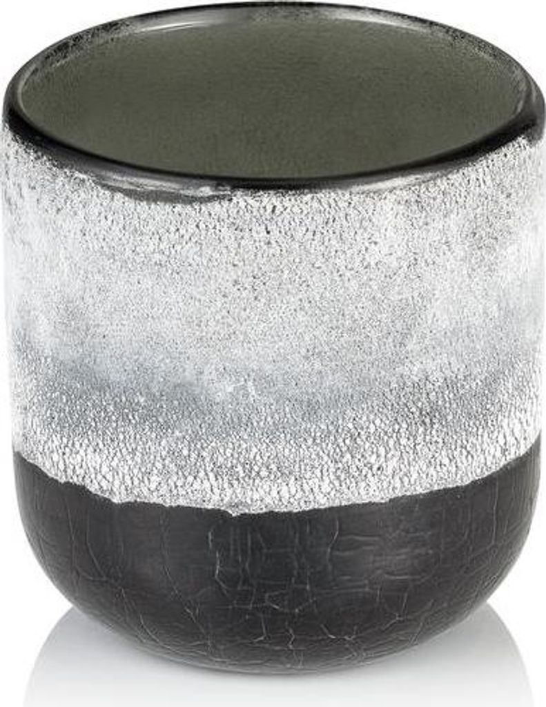 3x Frosted Graphite Grey YUYU, Windlicht, Kerzenhalter, Ø 10 cm, Höhe 11 cm, Glas