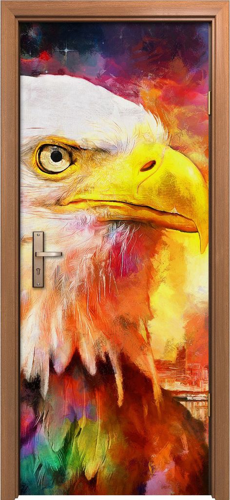 Türposter 80x200 cm Türaufkleber Türtapete Türfolie Klebefolie Kunst Architektur Vogel Adler