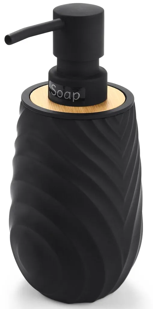 Distributeur de savon rechargeable en bambou noir pour éviter les flacons moches
