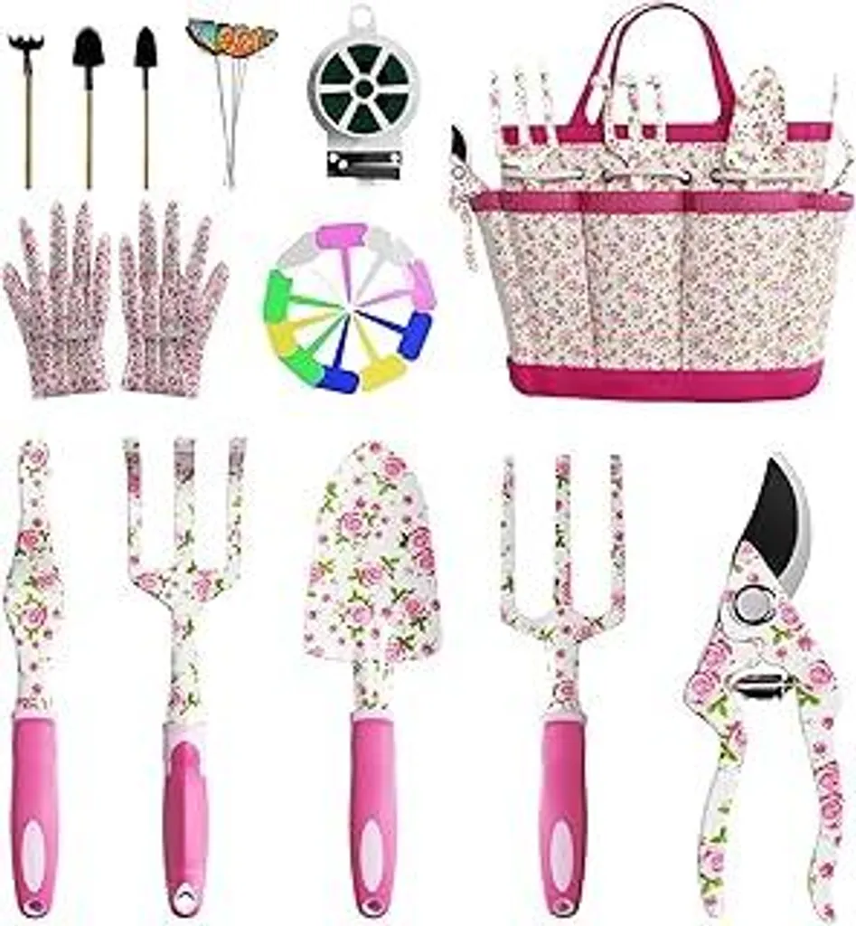 Set Giardinaggio MYMULIKE 26 Pezzi | Kit Regalo Donna con Borsa Oxford