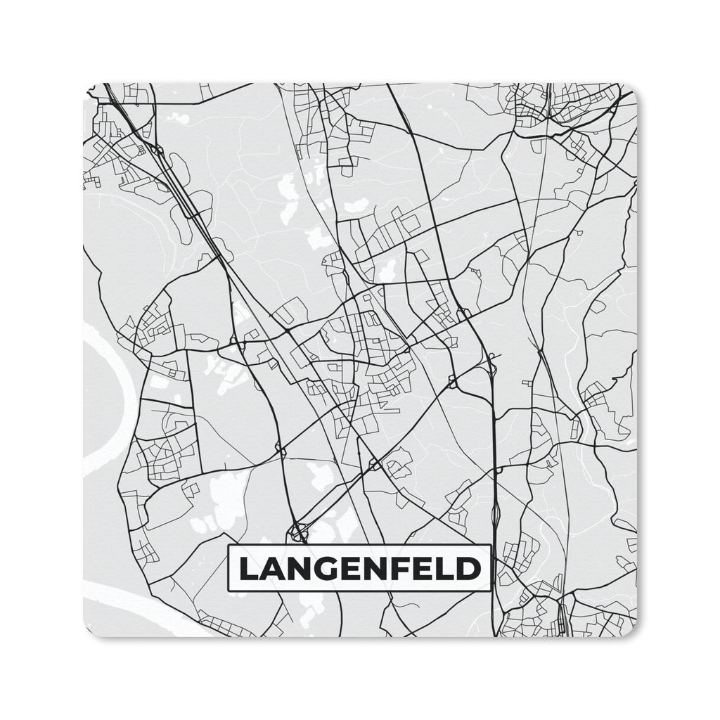 MuchoWow Mauspad Mousepad Deutschland - Stadtplan - Langenfeld - Karte 20x20 cm - Mousepads - Maus Mat - Pad - Mausunterlage - Desk Mat - Bureaua...
