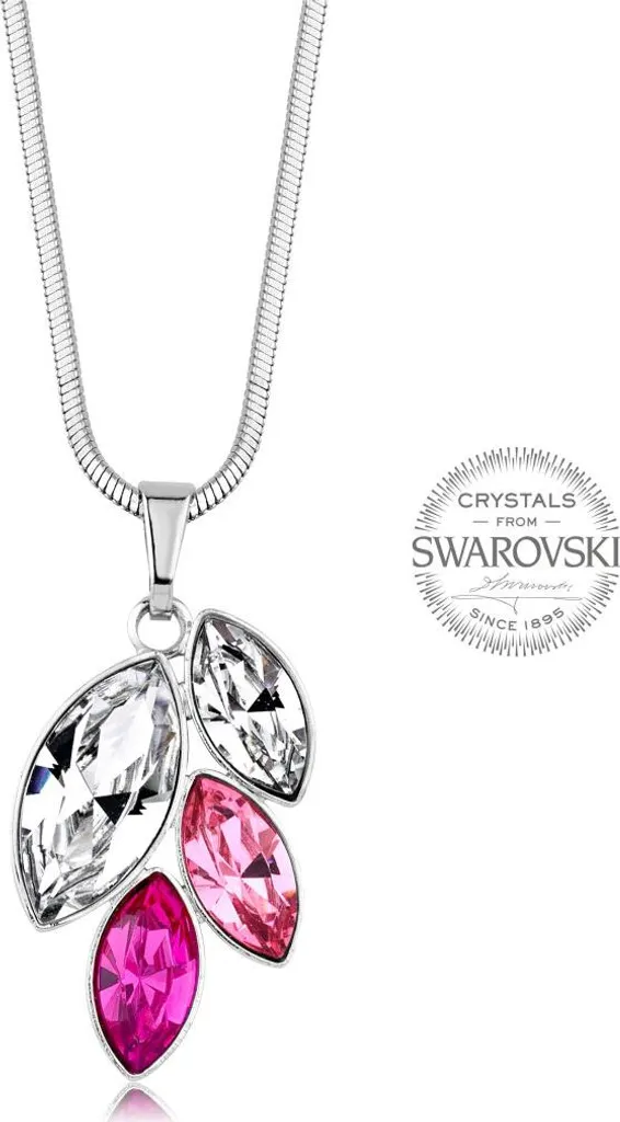 Collier avec cristaux roses Navette idéal pour soirée et cadeau