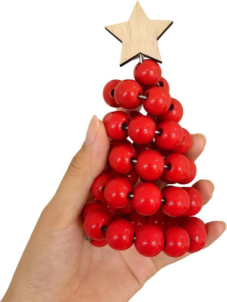 Nordischer Weihnachtsbaumschmuck aus Holz in Spiralform, rustikale, perlenbesetzte Boho-Weihnachtsbaumfigur für Zuhause, Büro oder als Tischdekor...