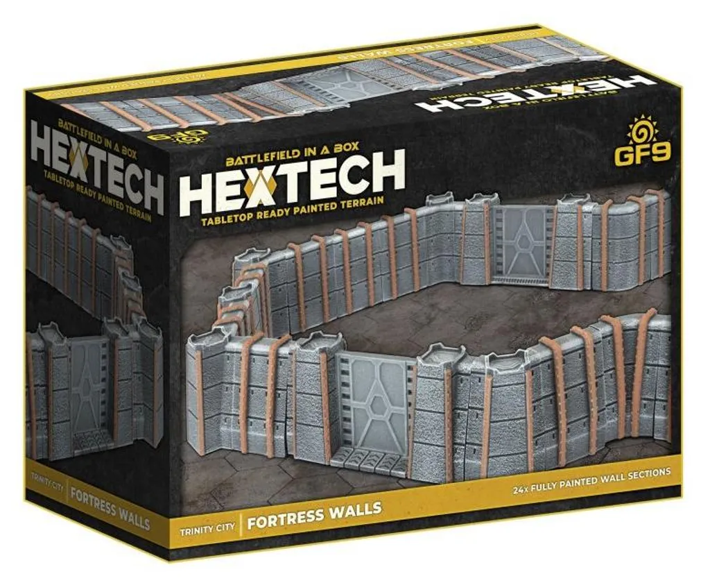 HexTech Murs de Forteresse Trinity City Terrain Battlefield Box x24 Gris