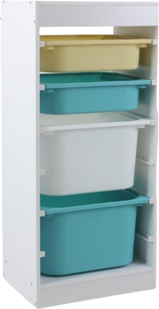 GINGER HOME Dětská Skříňka s 4 Úložnými Boxy, Bílá, Obrázek produktu 