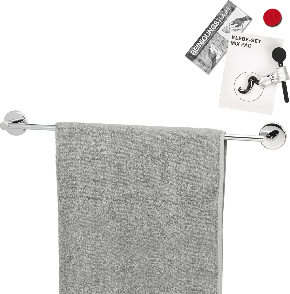 bremermann serie bagno LUCENTE - Portasciugamani da bagno 60 cm incl. set di adesivi in acciaio inox cromato