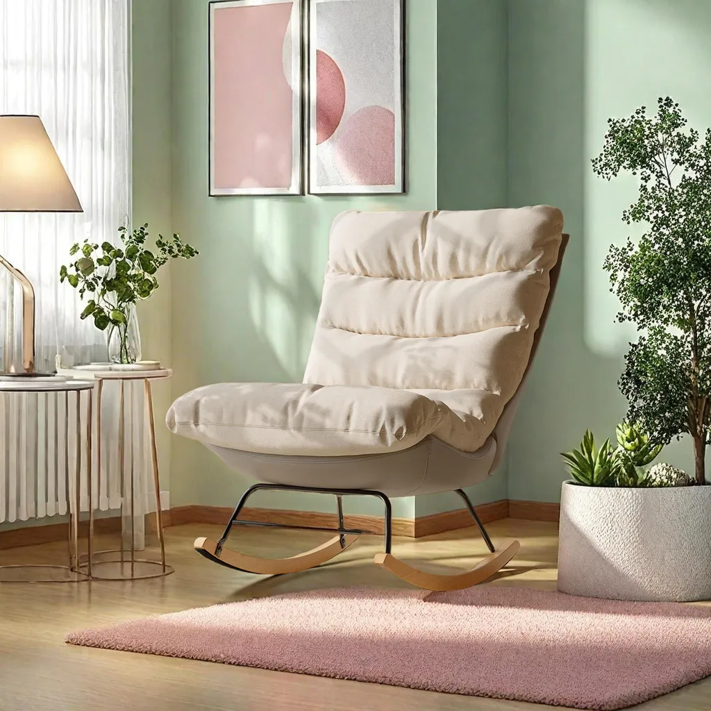 Poltrona a Dondolo per Studio e Ufficio: Lino e Design Bicolore