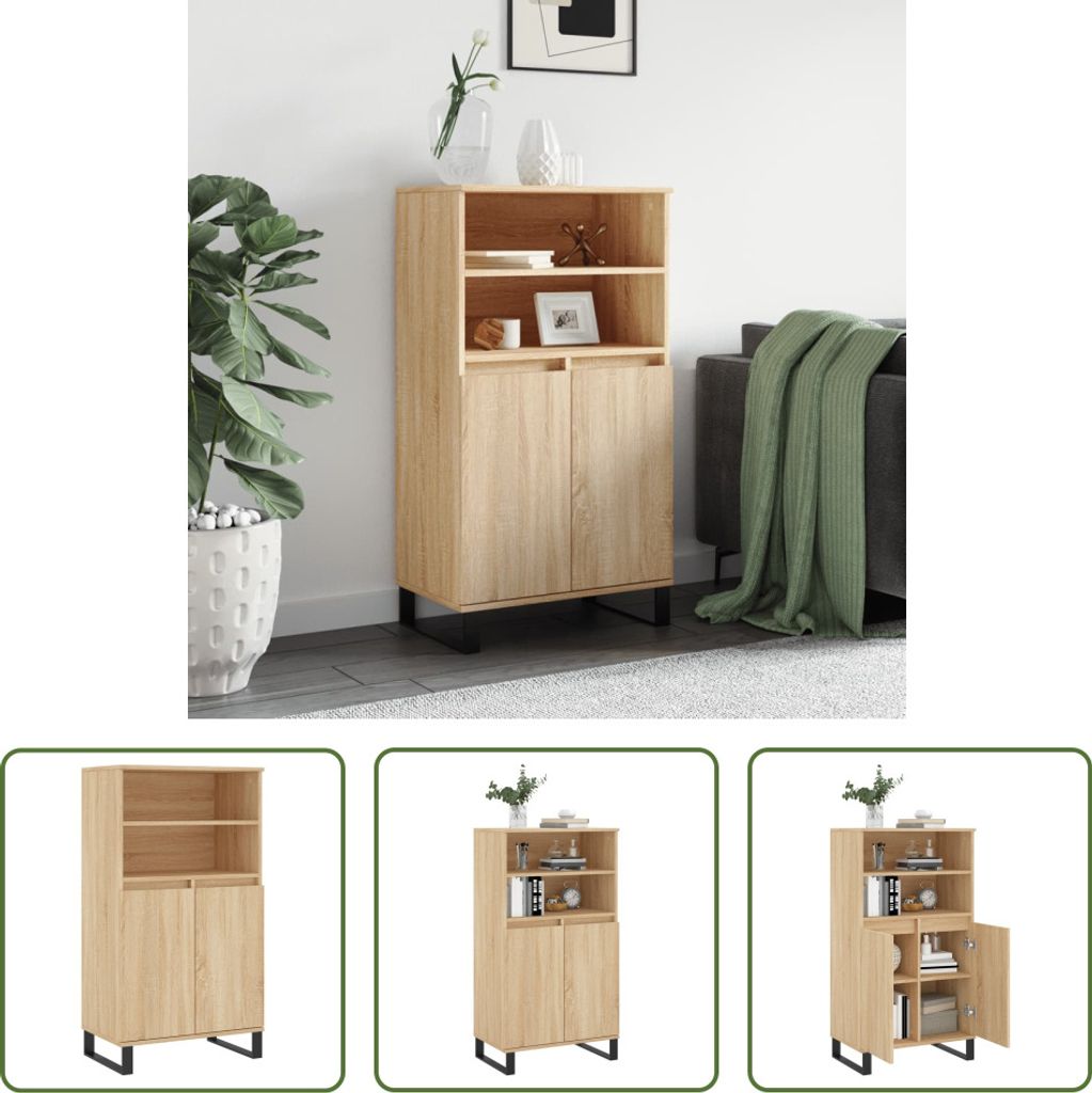 The Living Store Highboard Sonoma-Eiche 60x36x110 cm Holzwerkstoff