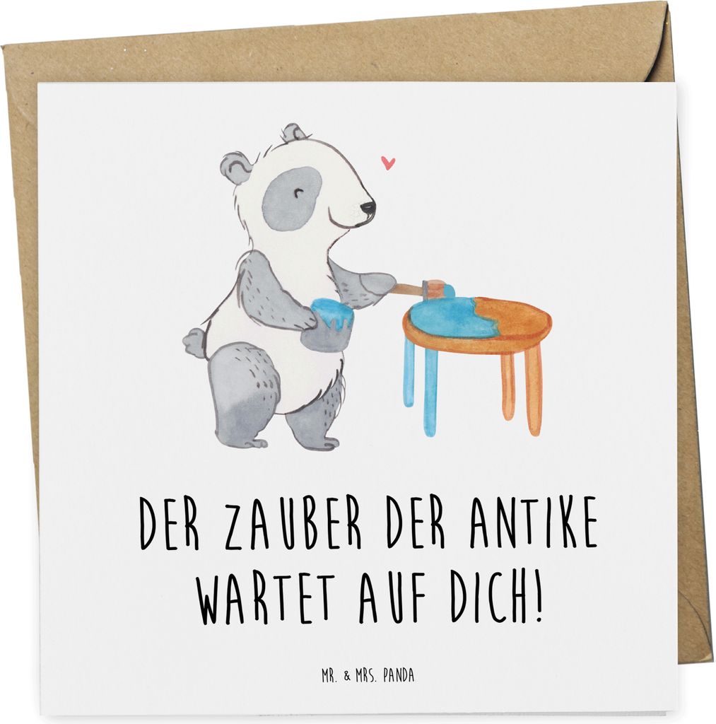 Mr. & Mrs. Panda Gutschein Antiquitätenmarkt Besichtigung - Weiß - Geschenk, Zauber der Antike, Nostalgie, Gutscheinkarte, Geschenkkarte, Karte, ...