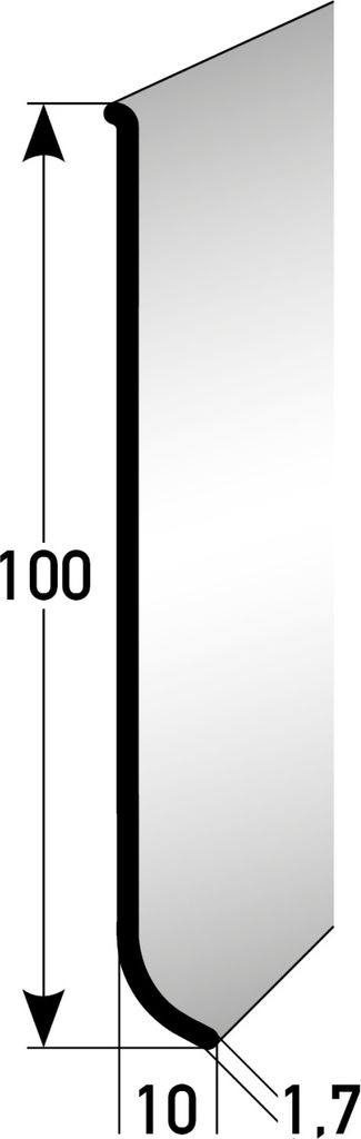 PROVISTON Metall Sockelleiste | 10 x 100 x 2500 mm | Fußleiste Aluminium Wasserfest Robust Rostfrei Langlebig Edelstahloptik Selbstklebend