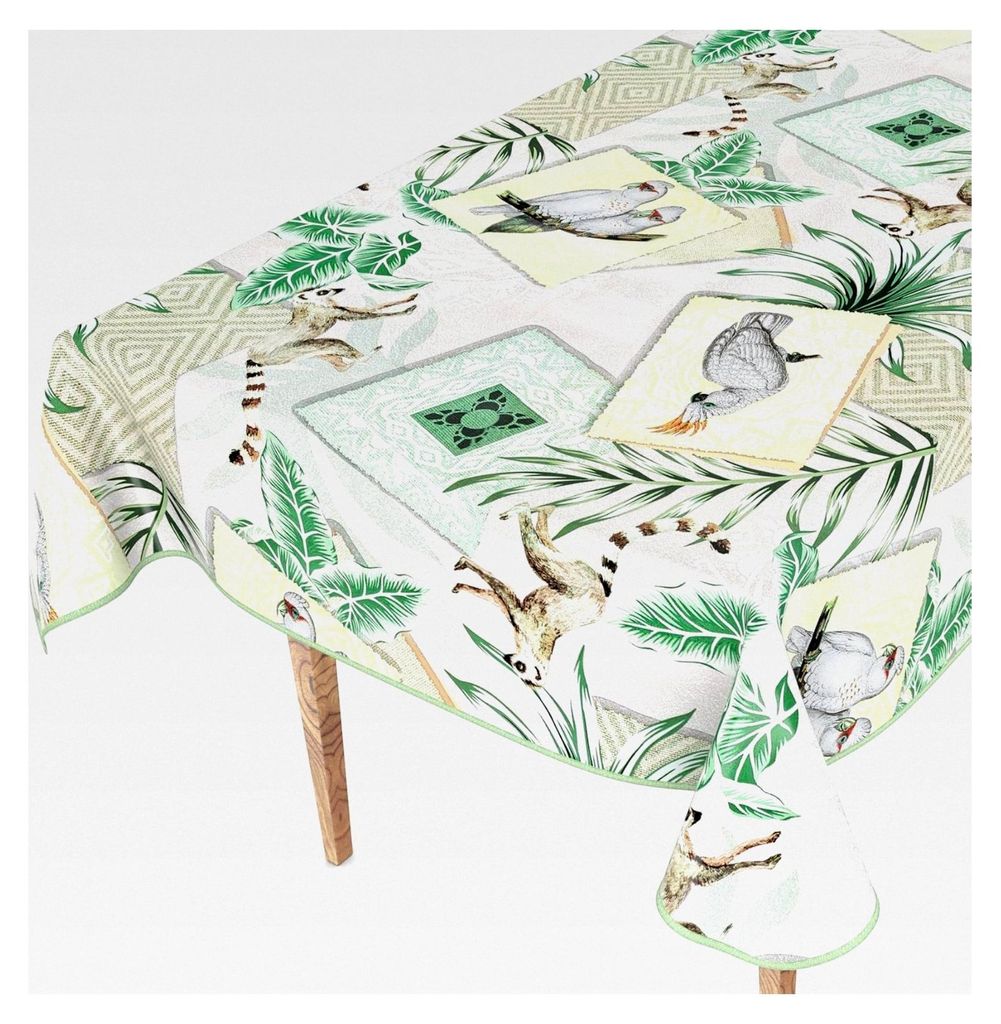 Wachstuchtischdecke abwaschbar für Gartentische eckig rund oval 90 x 130 cm mit Saum Exotik