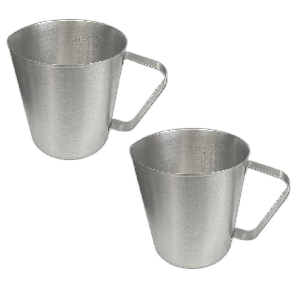 2x Edelstahl Messbecher 1 Liter Messskala mit Griff Produktbild 