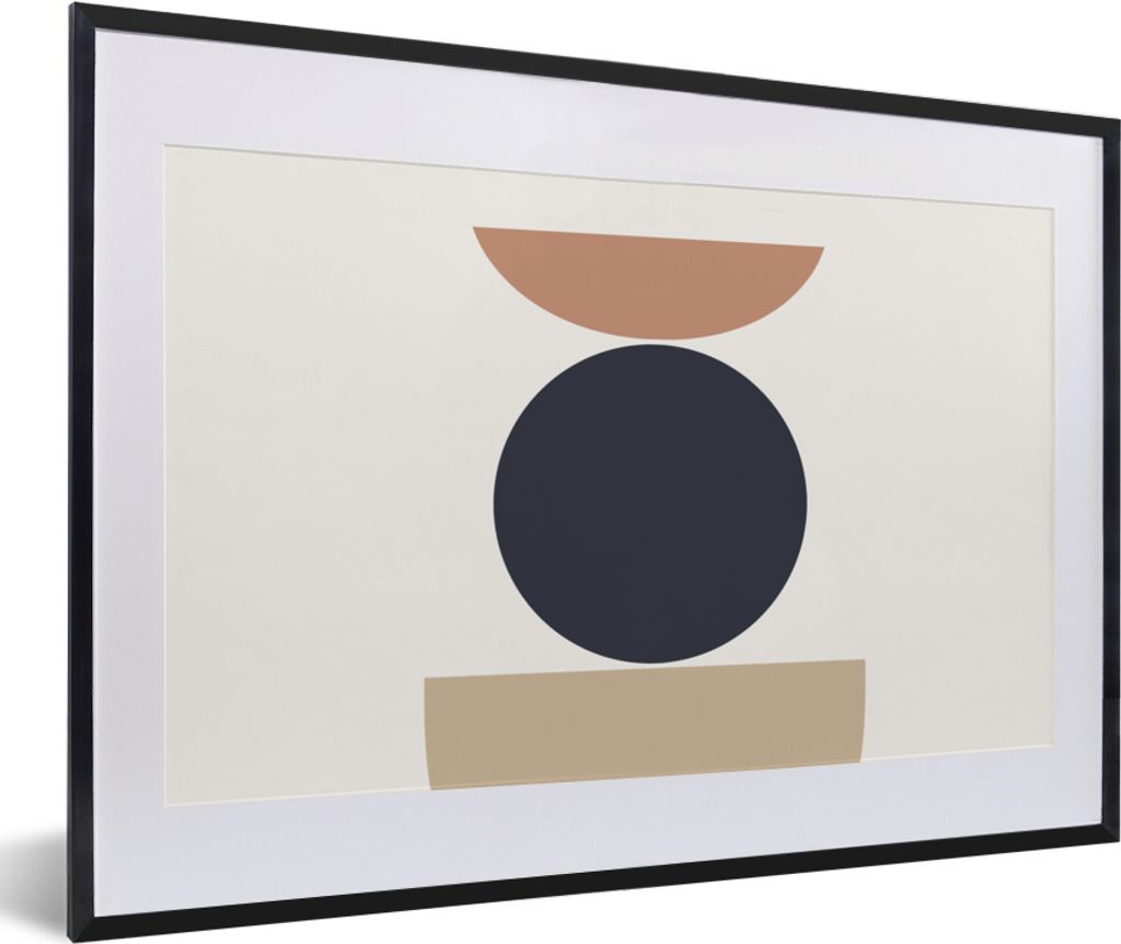 MuchoWow Gerahmtes Poster Kreis - Geometrische Figuren - Abstrakt 60x40 cm - Poster mit Schwarzem Bilderrahmen Wandposter Rahmen Foto Bilder - Sc...