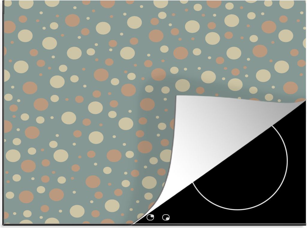 KitchenYeah Herdabdeckplatte Polka dots - Muster - Grau , 57x51cm, Küche Deko, Glaskeramikkochfeld Herdabdeckung, Abdeckplatte fùr Kochfeld