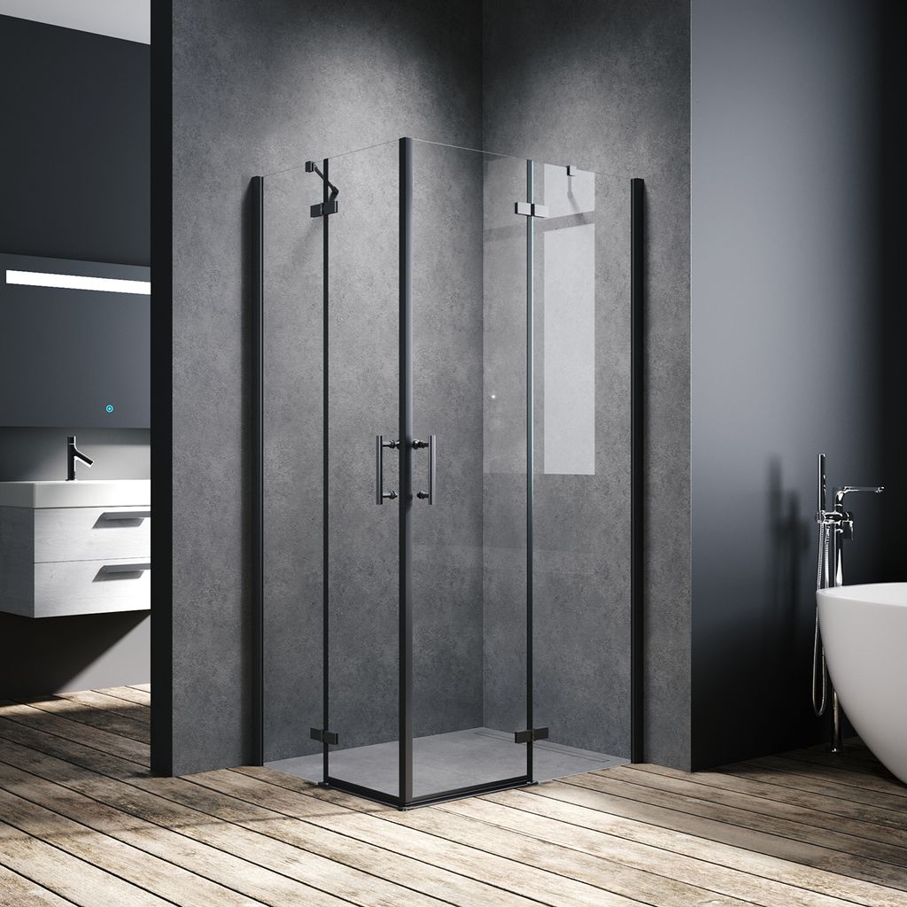 SONNI Black 90x100x195cm Kabina prysznicowa z drzwiami Zdjęcie produktu 