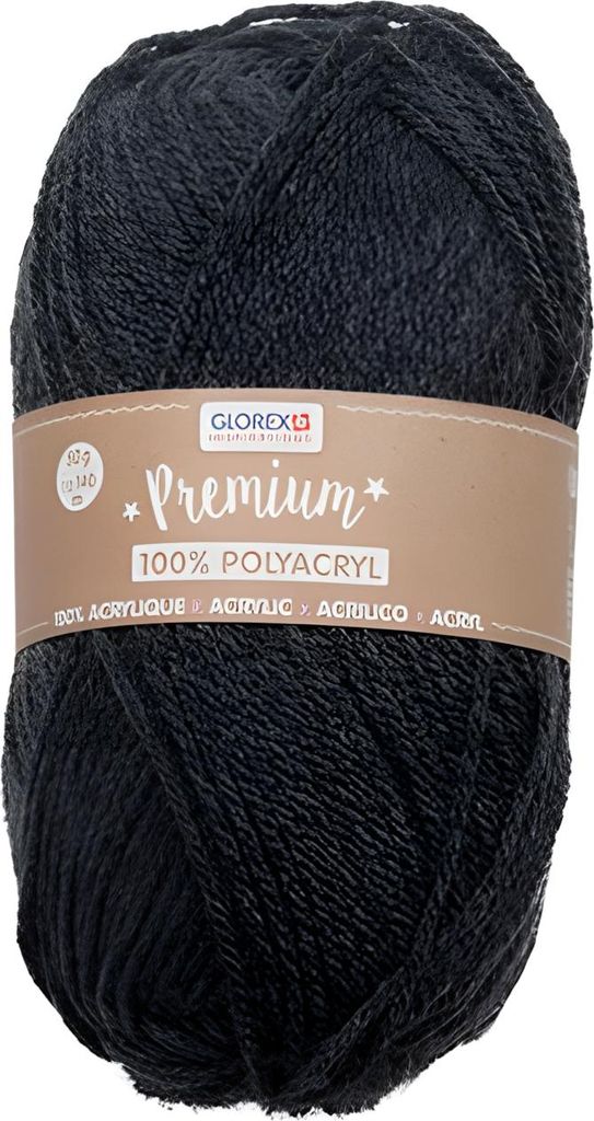 Glorex - Premium Wolle aus 100 %.Polyacryl, vielseitig einsetzbar, wärmend, weich, nicht kratzend, 50 g, ca. 140 m, anthrazit