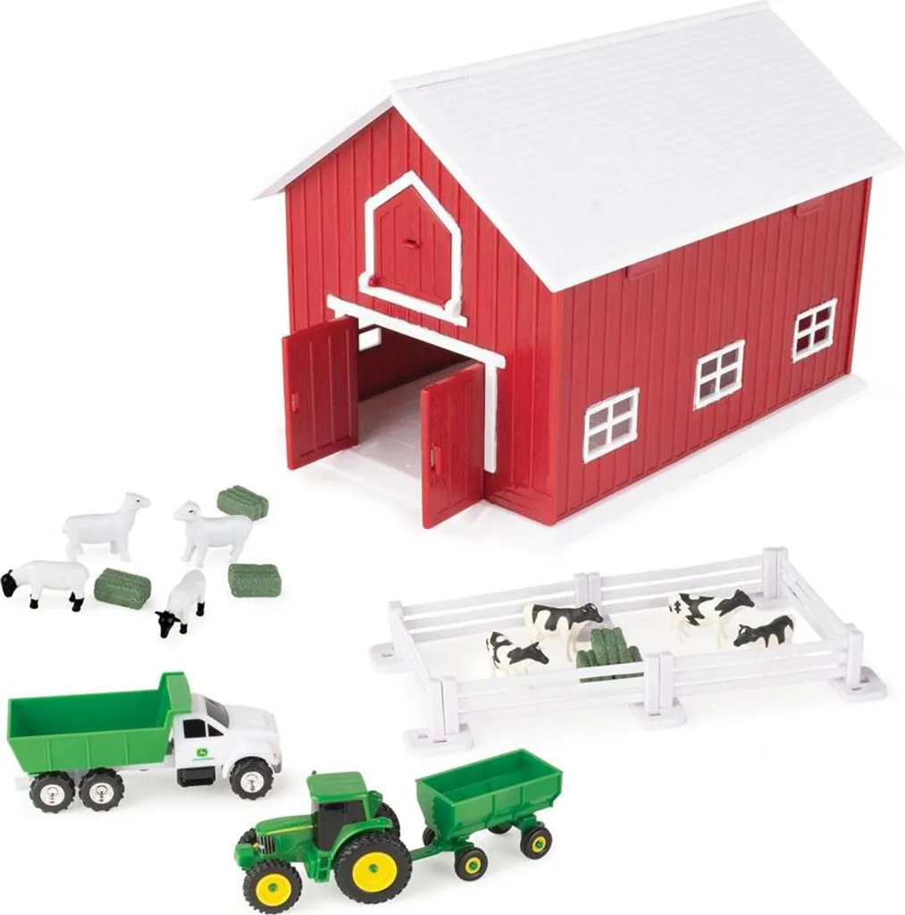 Set de Jeu Ferme John Deere 1:64 pour Enfant avec Grange et Tracteurs
