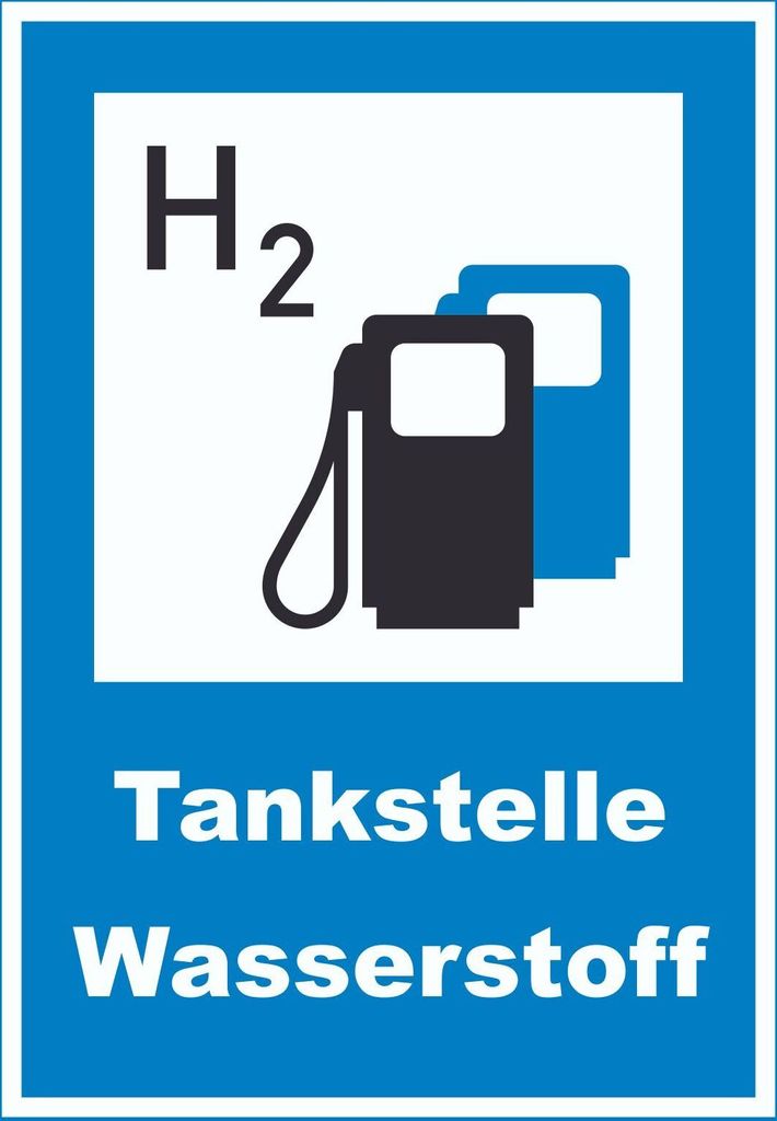 Wasserstofftankstelle Schild A0 (841x1189mm)