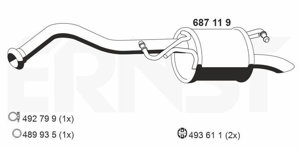 ERNST 687119 Endschalldämpfer für TOYOTA Yaris Schrägheck (P9) Auspuff