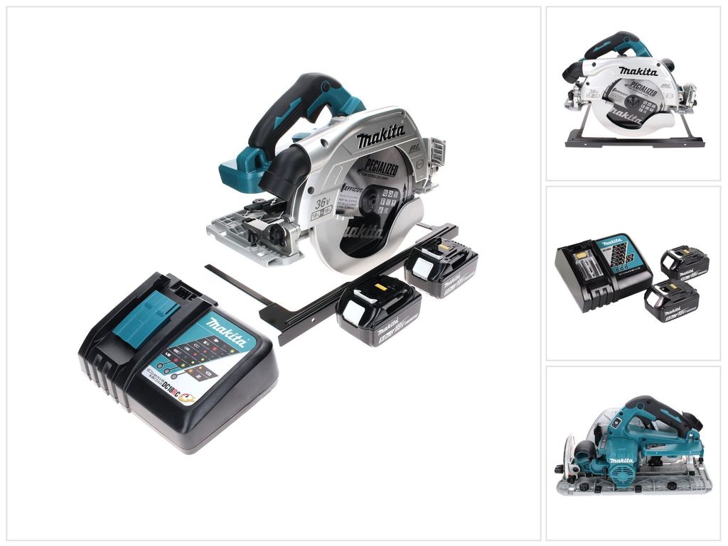 Makita DHS 900 RT2 Akku Handkreissäge 36 V ( 2x 18 V ) 235 mm Brushless + 2x Akku 5,0 Ah + Ladegerät