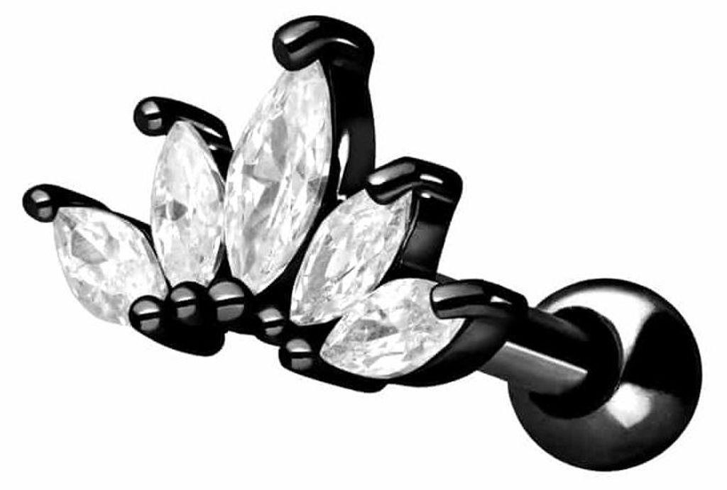 Ohrpiercing Chirurgenstahl Ohrpiercing LOTUSBLÜTE + KRISTALLE