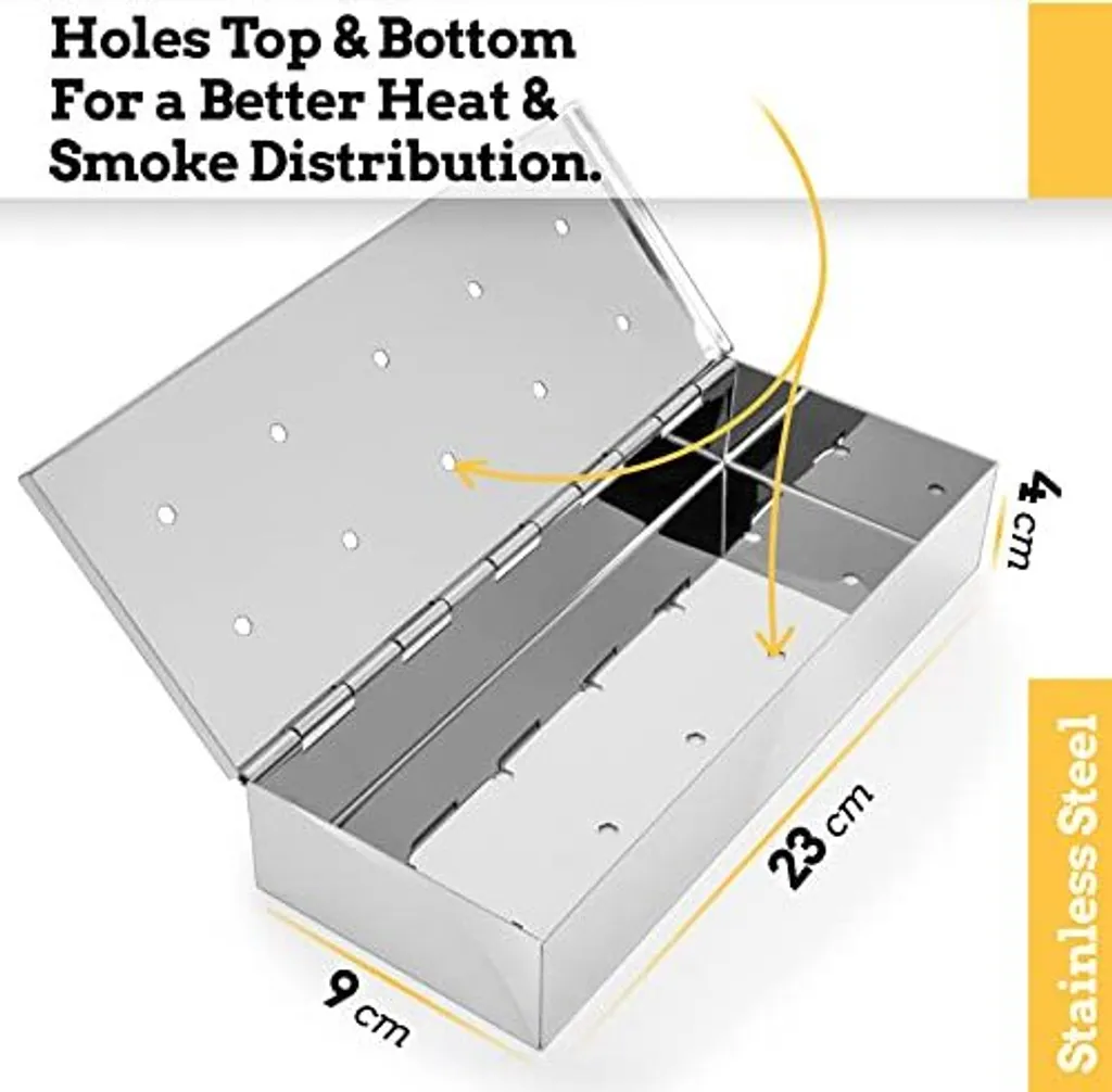 American BBQ Grill Räucherbox Edelstahl - Für Gas & Holzkohlegrill