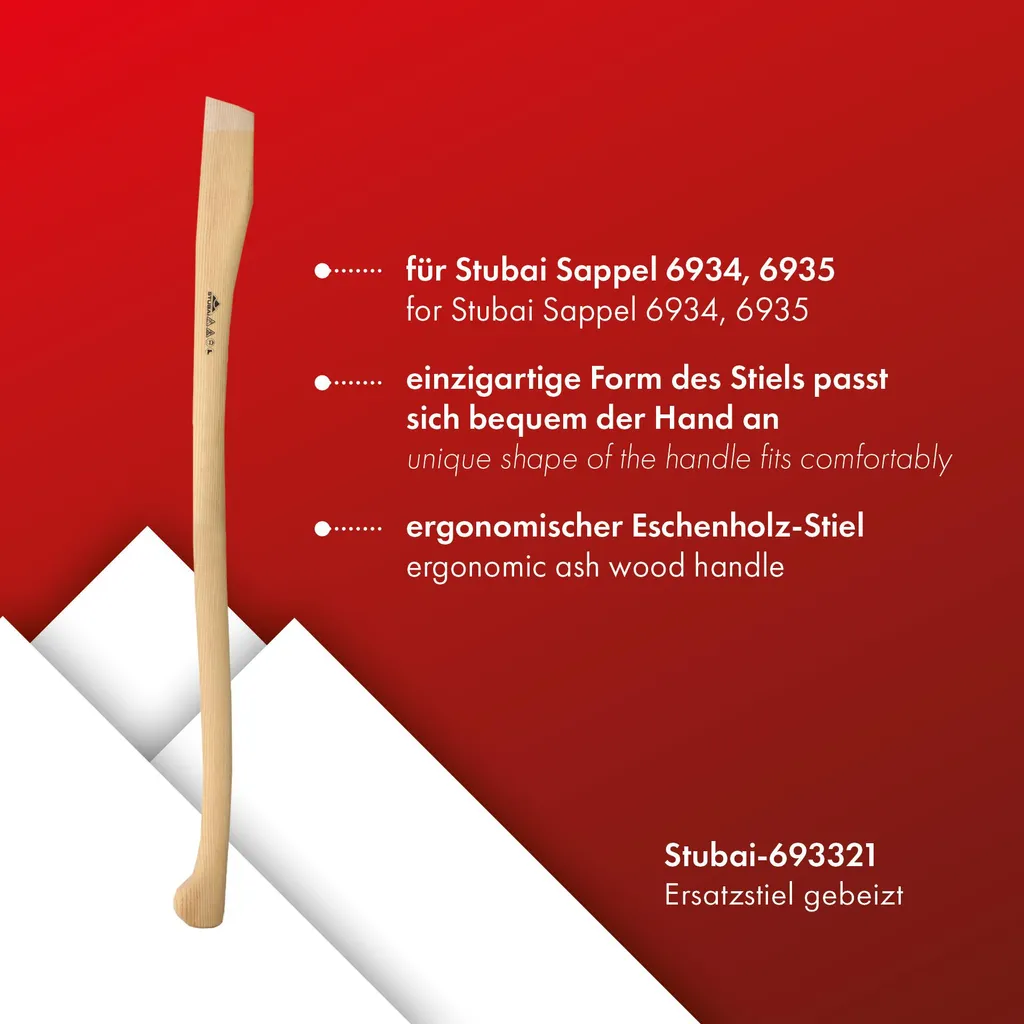 Manico Stubai 1050mm Legno Frassino per Sappie Nature | Ricambio Originale