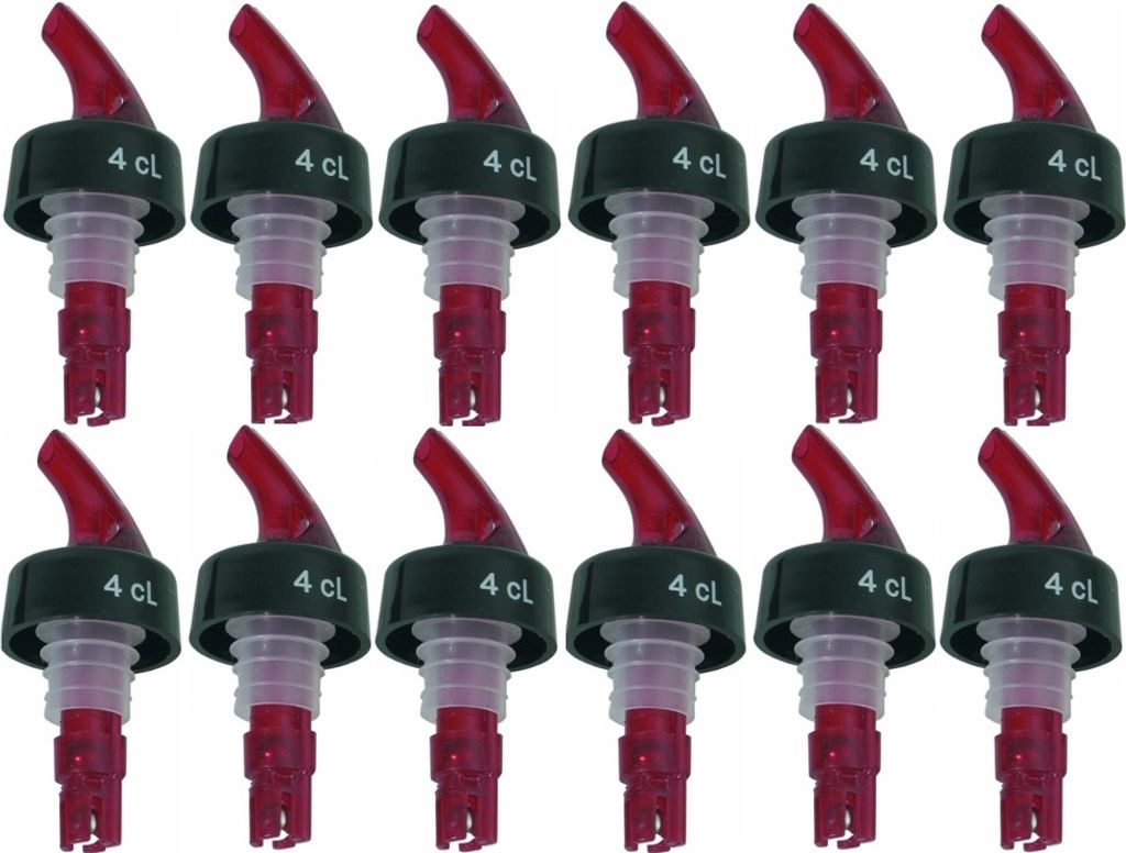 Spirituosen-Dosierer 4 cl rot / schwarz - 12 Stück Produktbild 
