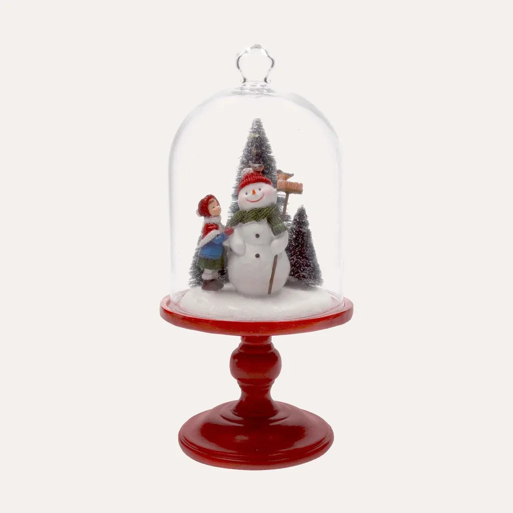 Déco Noël sans fil : Vitrine en verre Bonhomme de Neige LED autonome