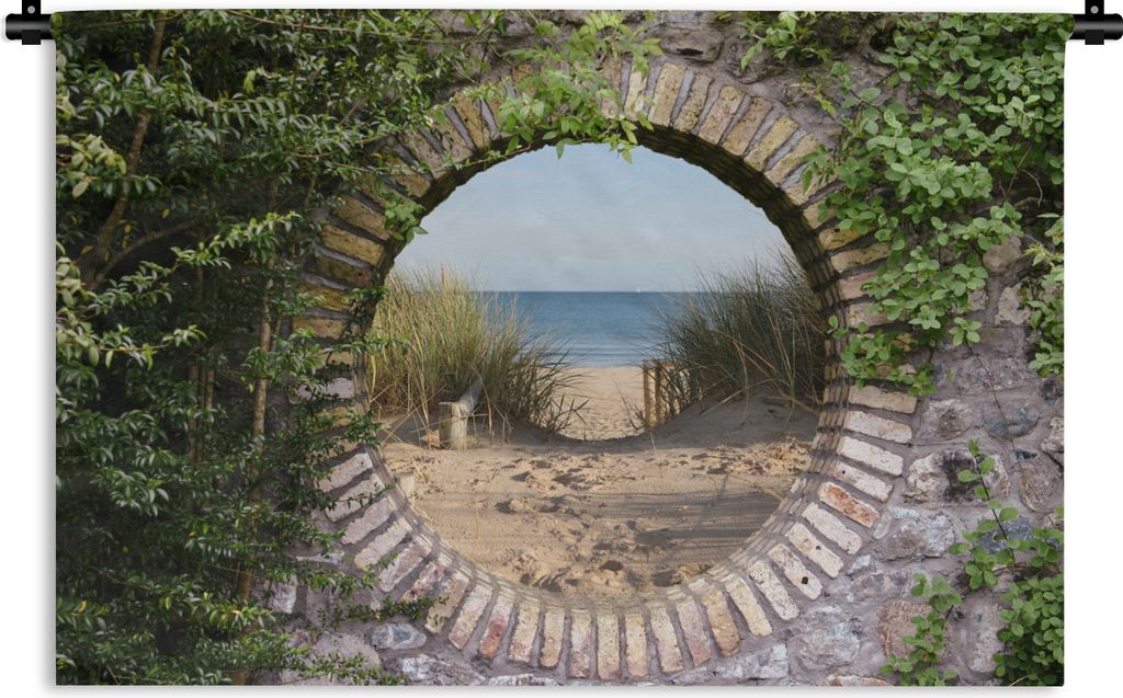 MuchoWow Wandteppich Wandbehang Aussicht - Strand - Düne - Sommer 90x60 cm Tapisserie Dekoration Wandtuch - Wandskulpturen - Bildteppich