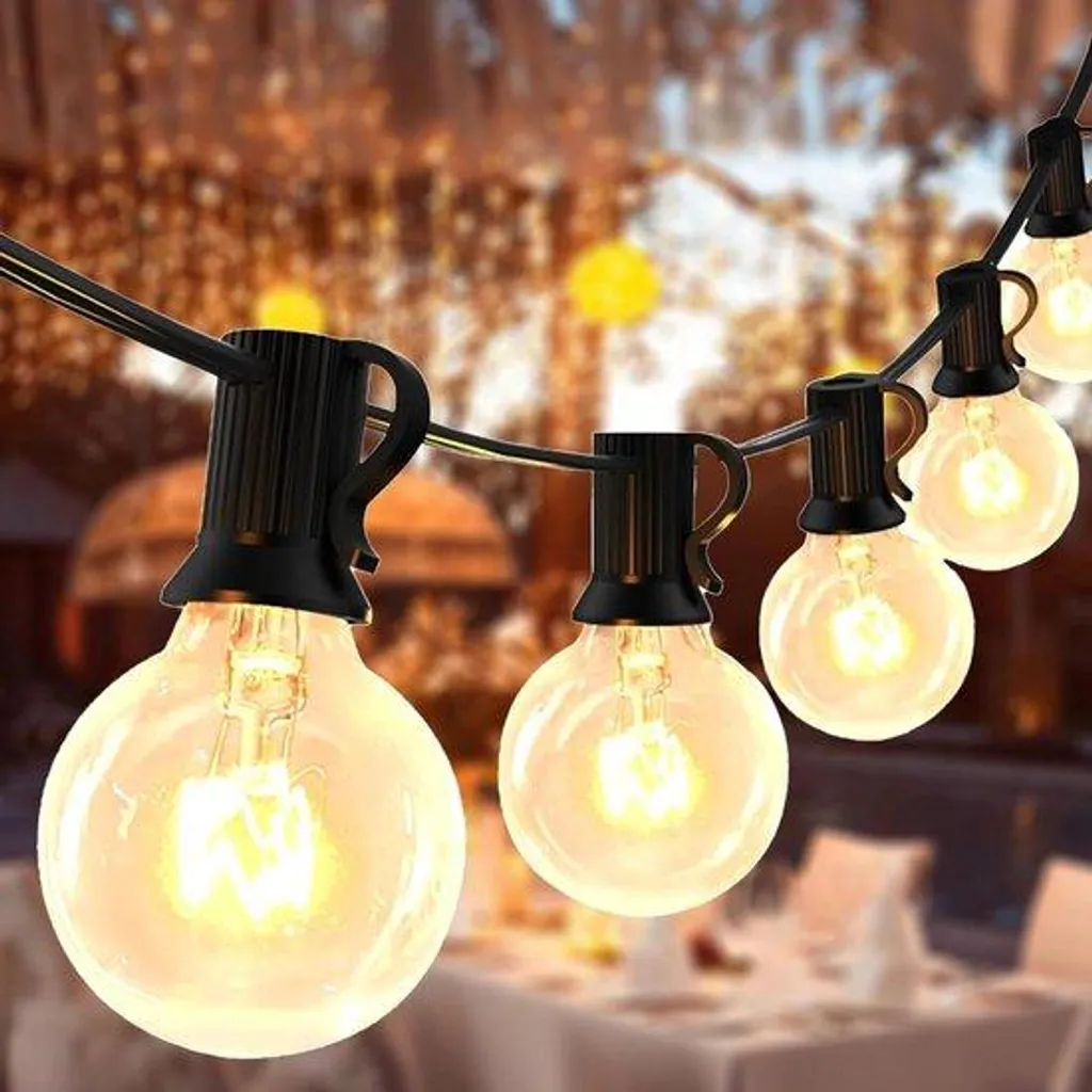 Guirlande lumineuse d'extérieur 9.5m avec 25 ampoules G40 blanc chaud