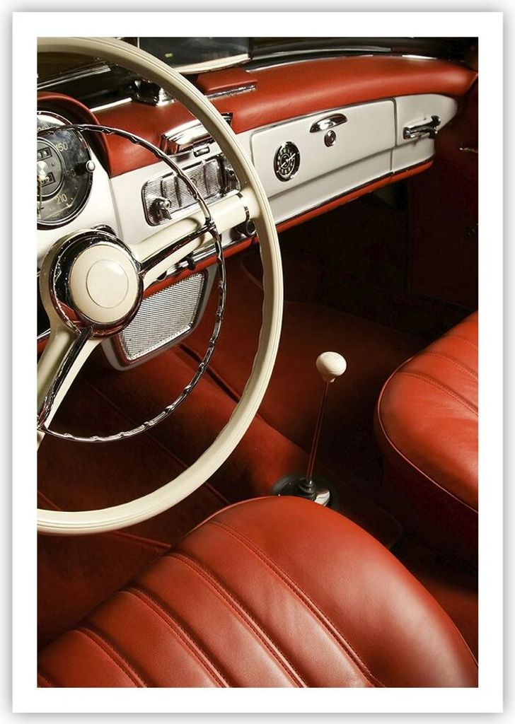 Poster - Poster ohne Rahmen - Auto Innenraum Klassisch - 70x100 cm - Wand Bild - Wanddeko - Wandbilder - Kunstposter - Wandposter - Bilder - Kunstd...
