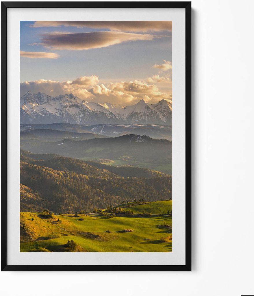 Pieniny-Hochgipfel– Wandbild mit Rahmen – Gerahmtes Bild – Wanddekoration – 70x100 cm – Schwarz Rahmen