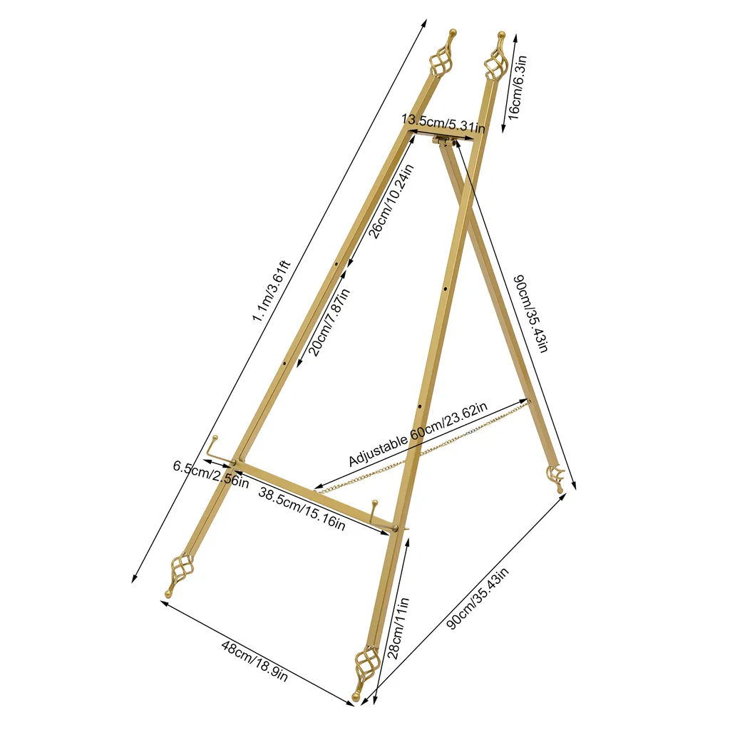 Chevalet de réception or 110cm pour plan de table et décor de mariage