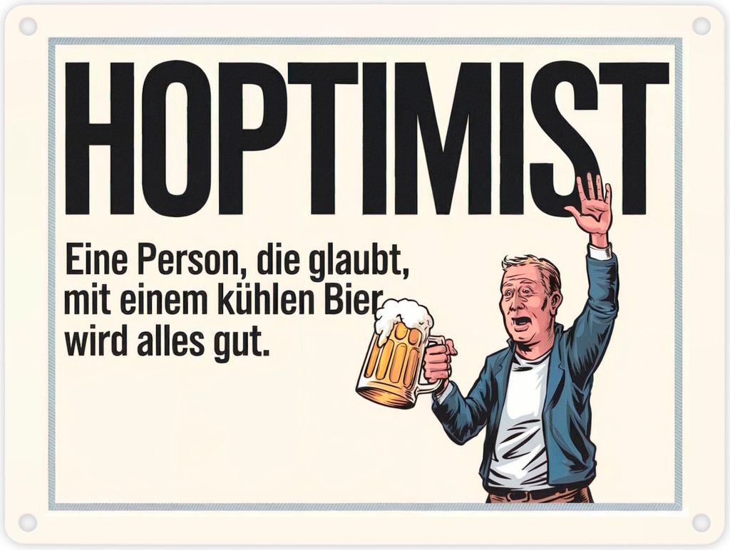 Hoptimist - Mit Bier wird alles gut Metallschild in 15x20 cm