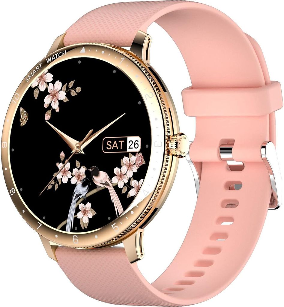Smartwatch für Damen,Anruf/Nummerierung, Bluetooth, Sport, IP67, mit Musik-Player, Damenfunktion, Schrittzähler, Herzfrequenz, Android IOS Rosa