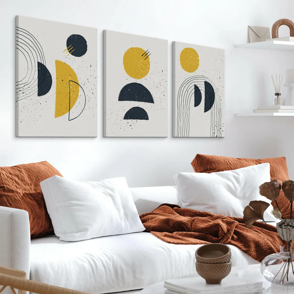 Décoration Murale Triptyque Abstraction Boho : Set de Toiles 30x40 cm - 5
