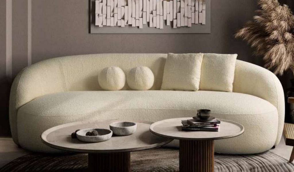 Casa Padrino Luxus Sofa Elfenbein 250 x 120 x H. 76 cm - Gebogenes Wohnzimmer Sofa - Hotel Sofa - Wohnzimmer Möbel - Hotel Möbel - Luxus Möbel -...