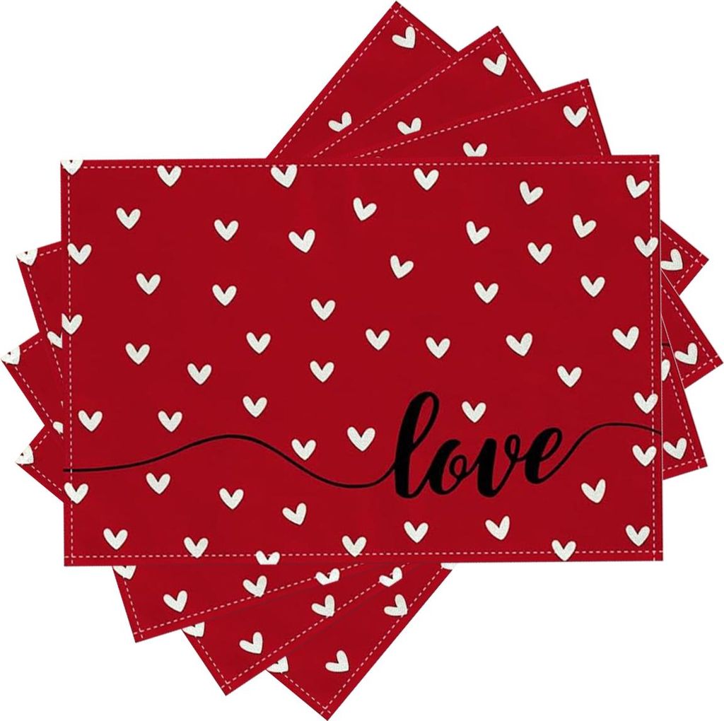 Pink Love Tischsets zum Muttertag, 4er-Set, 30,5 x 45,7 cm, saisonale Tischsets für Party, Küche, Esszimmer, Dekoration