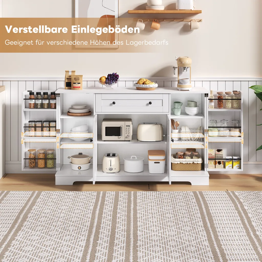 Buffet de Cuisine Flieks : Solution de Rangement Gain de Place Blanc - 4